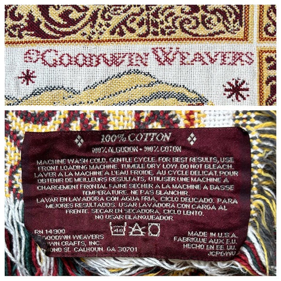 Goodwin Weavers Afghan Tapestry Christmas Angels Reversible - Picture 8 of 10